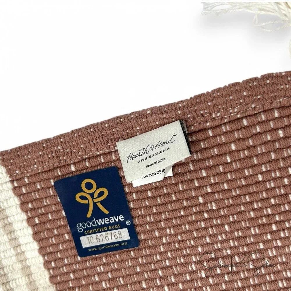 Colorblock Tassel Bath Rug - Hearth‎ & Hand Magnolia - Copper Cream Gray